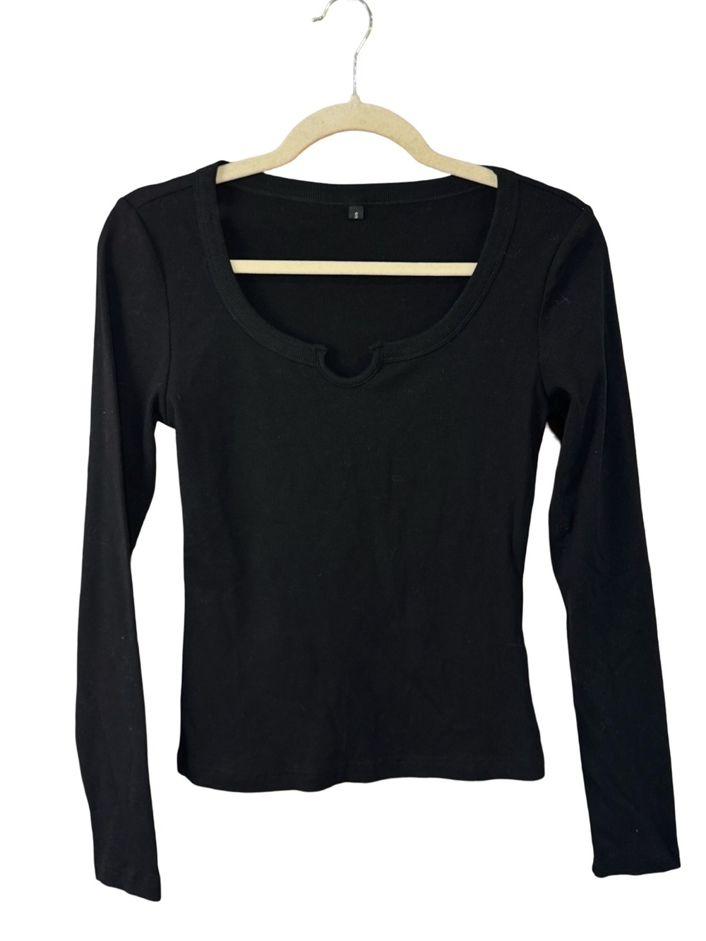 🖤 Black Long-Sleeve Scoop Neck Women's Top Ribbed